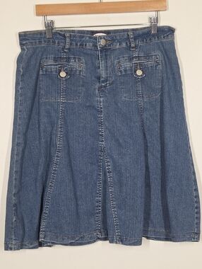Vtg Y2K Zoey Beth Denim Jean Flare A-Line Skirt M Boho Grunge Festival